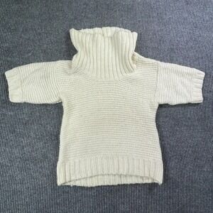 Design History Sweater Womens Medium M White Cowl‎ Neck Wool Blend Short Sleeve